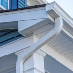 Freshly installed seamless aluminum gutters on a modern Ontario home