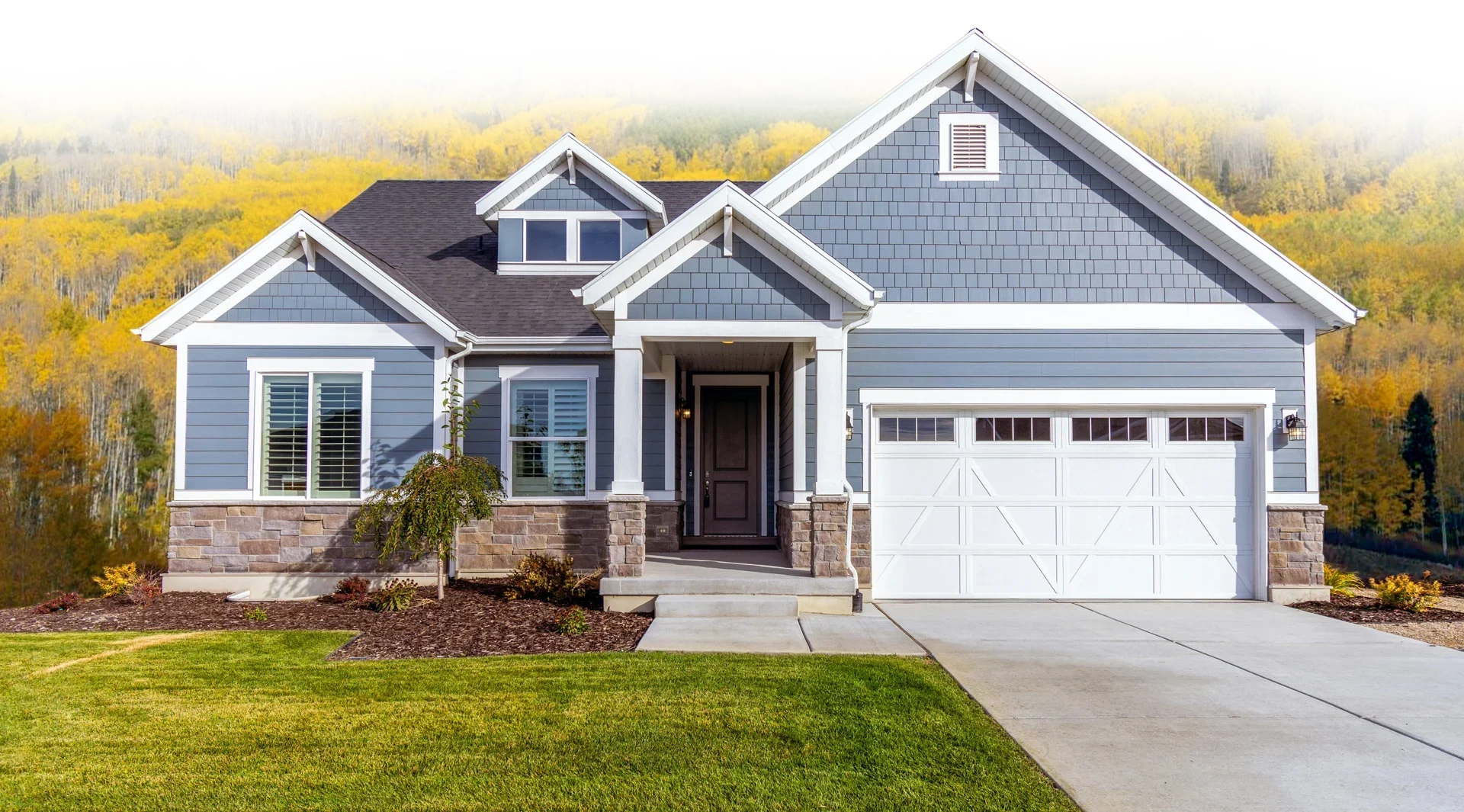 The front view of a home with newly added soffit installation