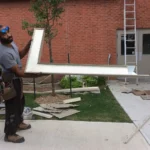 Custom corner cut for seamless gutter aluminum eavestroughs